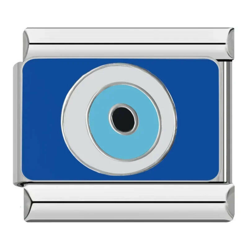 House of Italian charms. Customisable stainless steel charm bracelet from House Of Italian Charms – high-quality Italian link charms for personalized jewelry. Perfect for gifting or expressing your unique style. Evil eye. Evil eye charm.