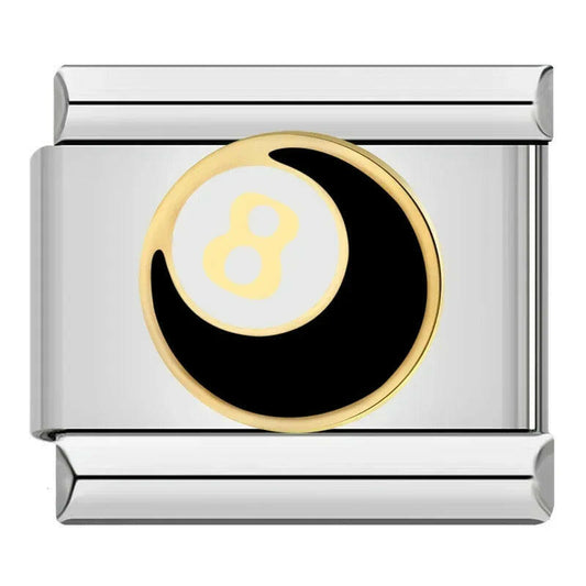 House of Italian charms. Customisable stainless steel charm bracelet from House Of Italian Charms – high-quality Italian link charms for personalized jewelry. Perfect for gifting or expressing your unique style. 8 ball. Pool balls. Charms 