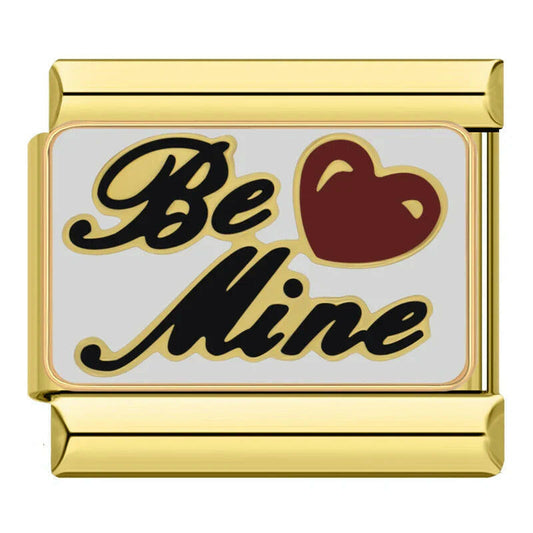 House of Italian charms. Customisable stainless steel charm bracelet from House Of Italian Charms – high-quality Italian link charms for personalized jewelry. Perfect for gifting or expressing your unique style. Be mine. Gold charms 
