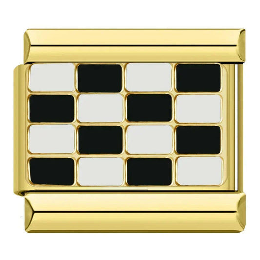House of Italian charms. Customisable stainless steel charm bracelet from House Of Italian Charms – high-quality Italian link charms for personalized jewelry. Perfect for gifting or expressing your unique style. Chess board. Checkered.  