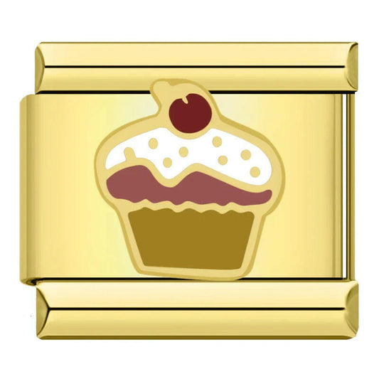 House of Italian charms. Customisable stainless steel charm bracelet from House Of Italian Charms – high-quality Italian link charms for personalized jewelry. Perfect for gifting or expressing your unique style. Cupcake 