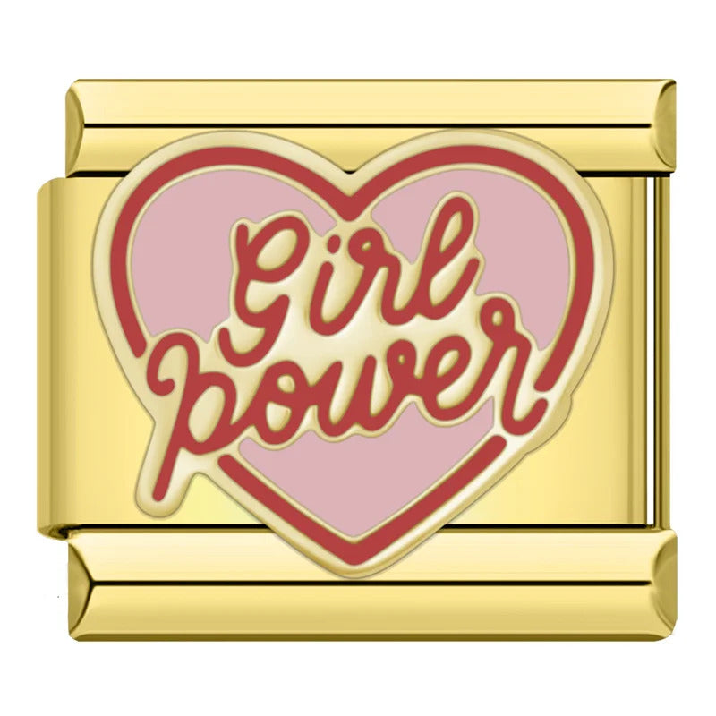 House of Italian charms. Customisable stainless steel charm bracelet from House Of Italian Charms – high-quality Italian link charms for personalized jewelry. Perfect for gifting or expressing your unique style. Girl power 