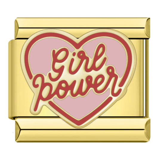 House of Italian charms. Customisable stainless steel charm bracelet from House Of Italian Charms – high-quality Italian link charms for personalized jewelry. Perfect for gifting or expressing your unique style. Girl power 
