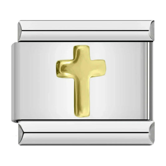 Customisable stainless steel charm bracelet from House Of Italian Charms – high-quality Italian link charms for personalized jewelry. Perfect for gifting or expressing your unique style. Cross. 