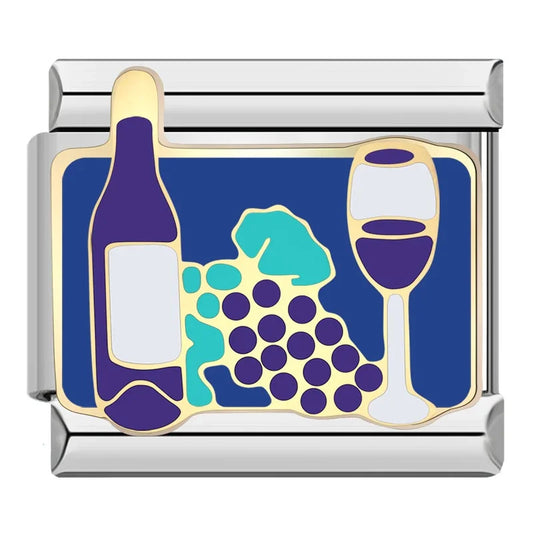 House of Italian charms. Customisable stainless steel charm bracelet from House Of Italian Charms – high-quality Italian link charms for personalized jewelry. Perfect for gifting or expressing your unique style. Wine. Charms. 