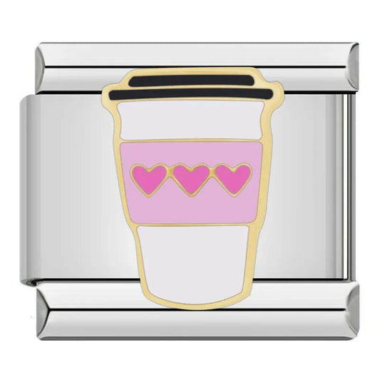 Customisable stainless steel charm bracelet from House Of Italian Charms – high-quality Italian link charms for personalized jewelry. Perfect for gifting or expressing your unique style. Coffee. Latte. 
