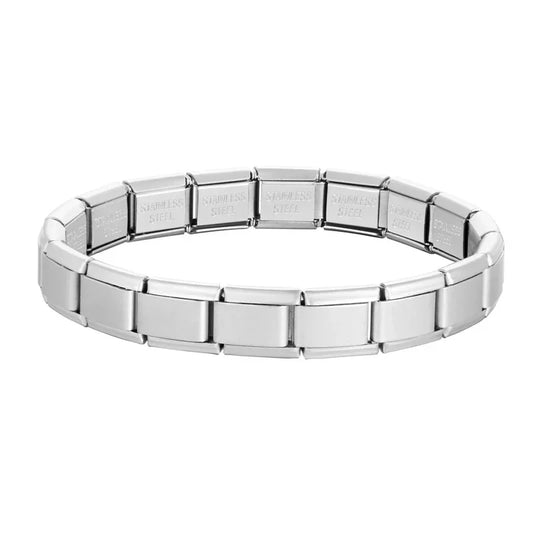 Customisable stainless steel charm bracelet from House Of Italian Charms – high-quality Italian link charms for personalized jewelry. Perfect for gifting or expressing your unique style. Silver. Silver bracelets 