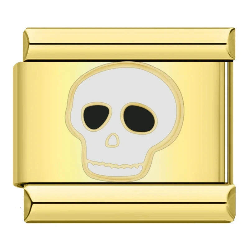 House of Italian charms. Customisable stainless steel charm bracelet from House Of Italian Charms – high-quality Italian link charms for personalized jewelry. Perfect for gifting or expressing your unique style. Skull 