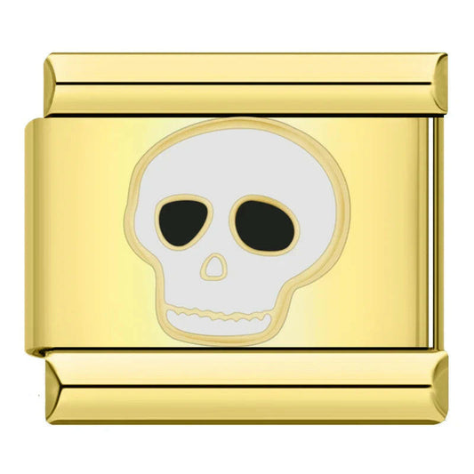 House of Italian charms. Customisable stainless steel charm bracelet from House Of Italian Charms – high-quality Italian link charms for personalized jewelry. Perfect for gifting or expressing your unique style. Skull 